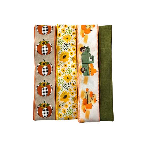 Red Truck Fall Wreath Kit "Welcome Autumn" Acorn Sign Pumpkin, Truck, Sunflower - Picture 3 of 5